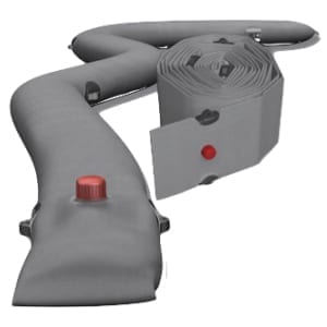 Tubular water bladder flood barrier deployed at a site